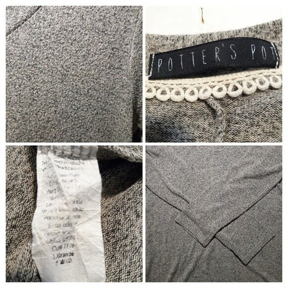 Potter's Pot Swing Mini Dress-Large-Marled Gray-Minimal-Cozy-Soft-USA Made - Picture 4 of 4